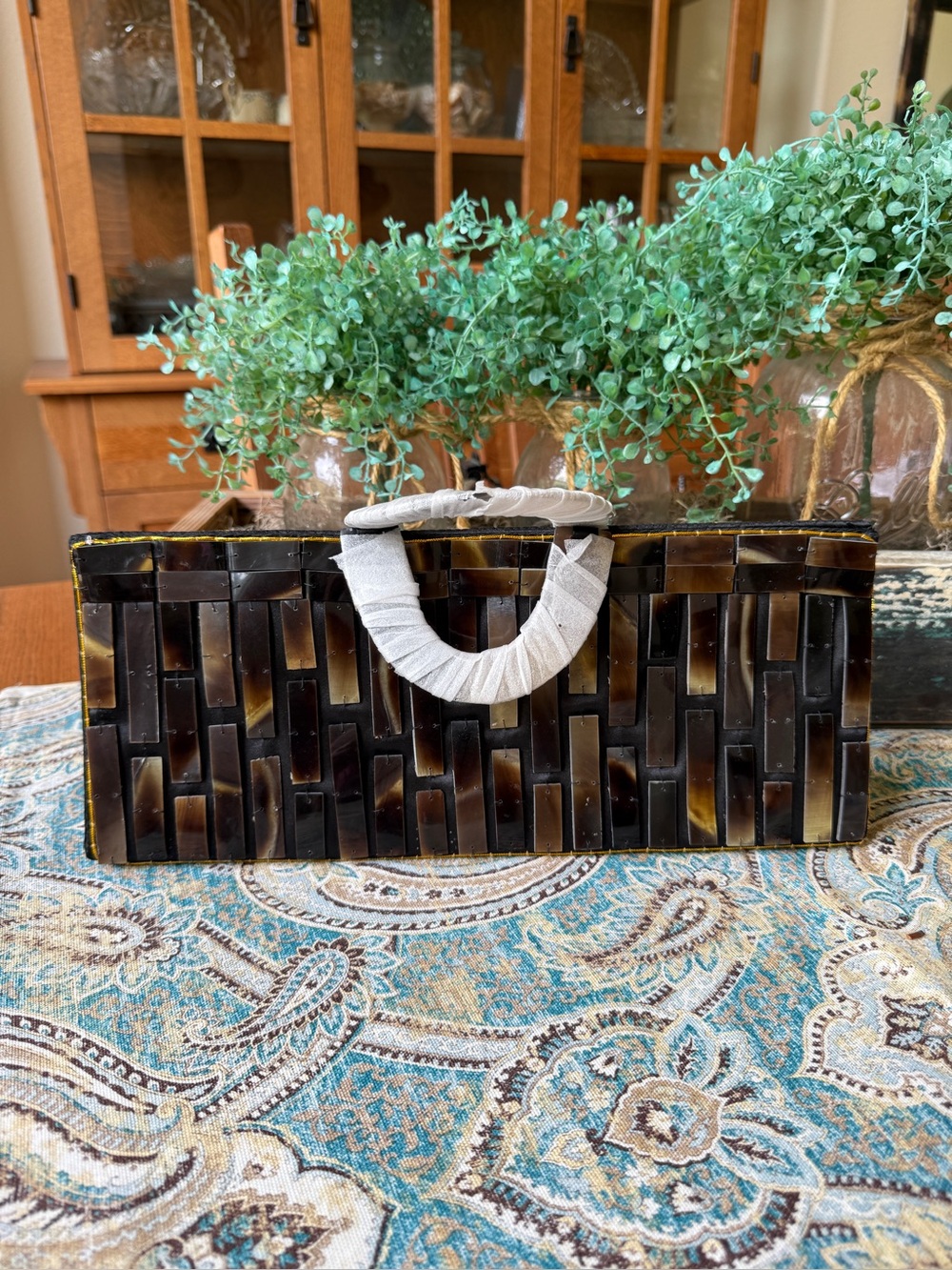 TICO Collection Horn Look Tile Envelope Handbag Wrapped Handle NWOT